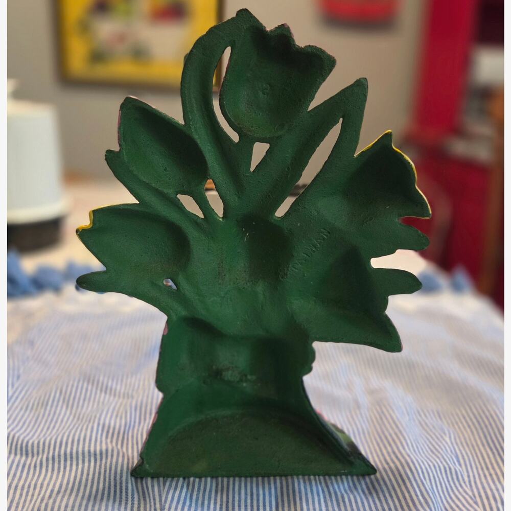Cast Iron Spring Tulip Bouquet Vintage Door Stop Indoor Outdoor 9.5" Height - Picture 5 of 7